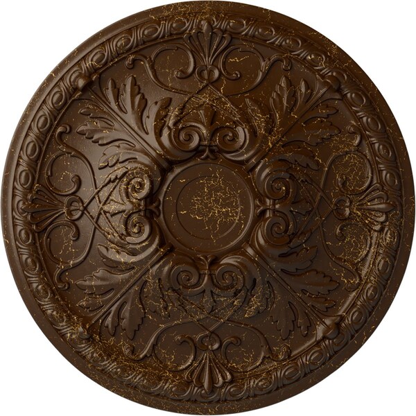 Ekena Millwork Tristan Ceiling Medallion (Fits Canopies up to 5 1/2"), Hand-Painted Root Beer Crackle, 26"OD x 3"P CM26TNRBC - main